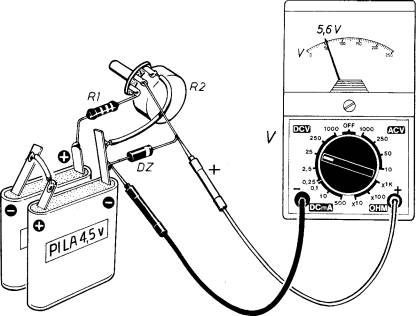 Schema pratico dell'esperimento dimostrativo del comportamento di un diodo zener